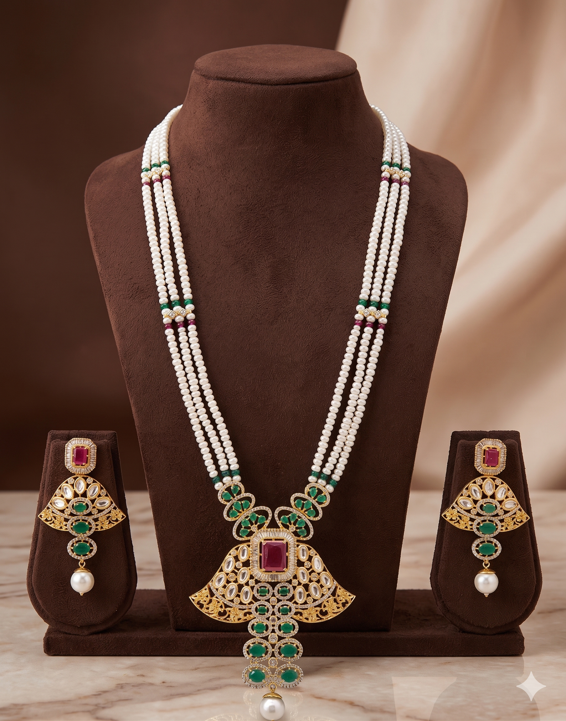 Maharani Heritage Beaded Pearl Pendent Set