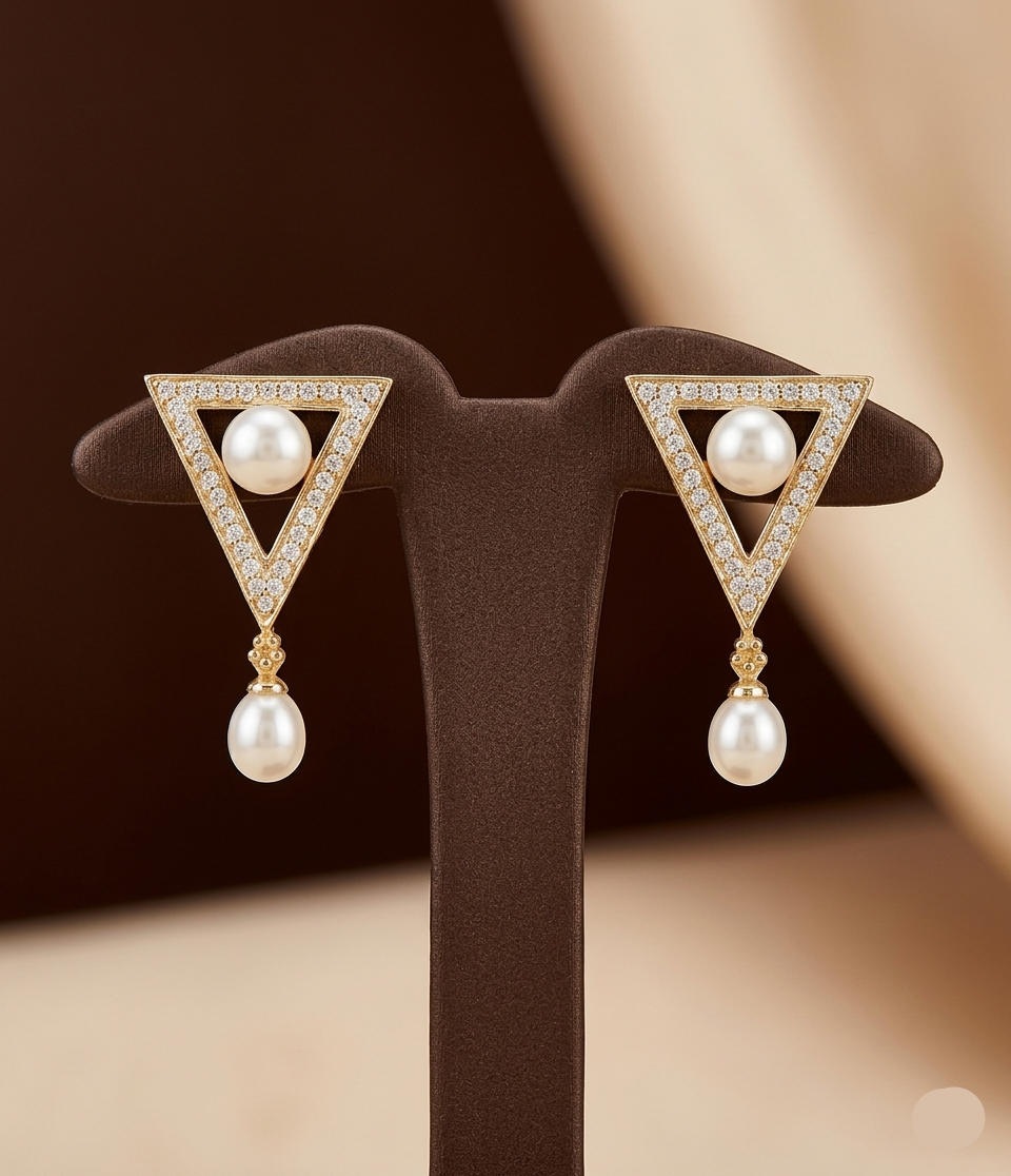Mango-shaped pearl drop earrings for women