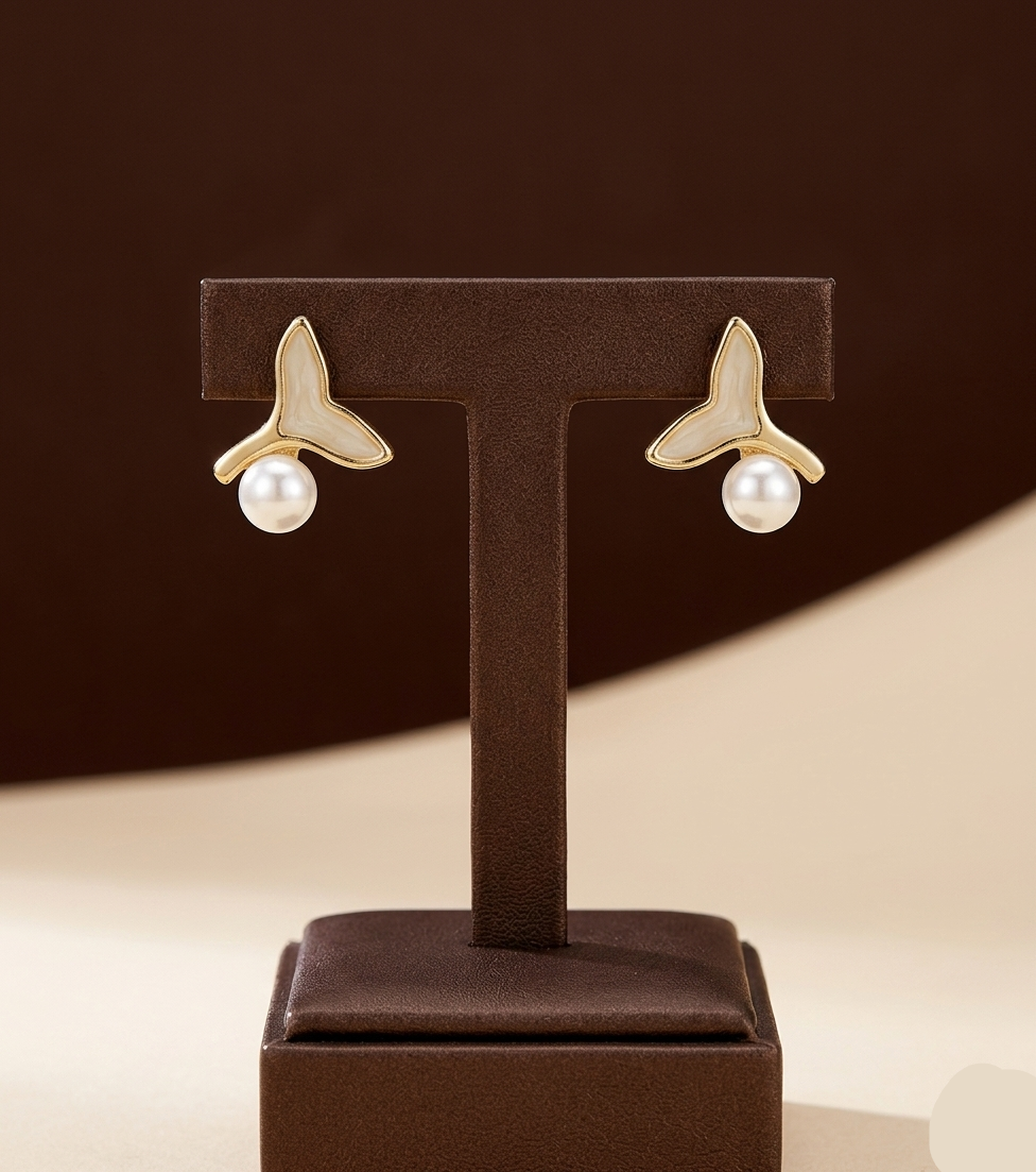 Mermaid Tail Pearl Drop Earrings