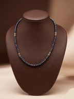 Midnight Blue Freshwater Pearl Single Line Mala