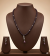 Midnight Teardrop One Line Freshwater Pearl Necklace & Earrings Set