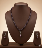 Midnight Teardrop One Line Freshwater Pearl Necklace & Earrings Set