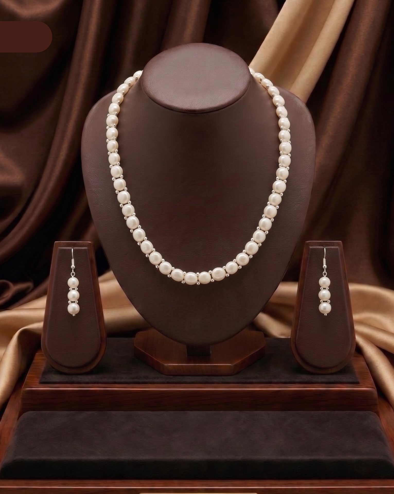 Minimal Freshwater Pearl Necklace & Earrings Set for Women