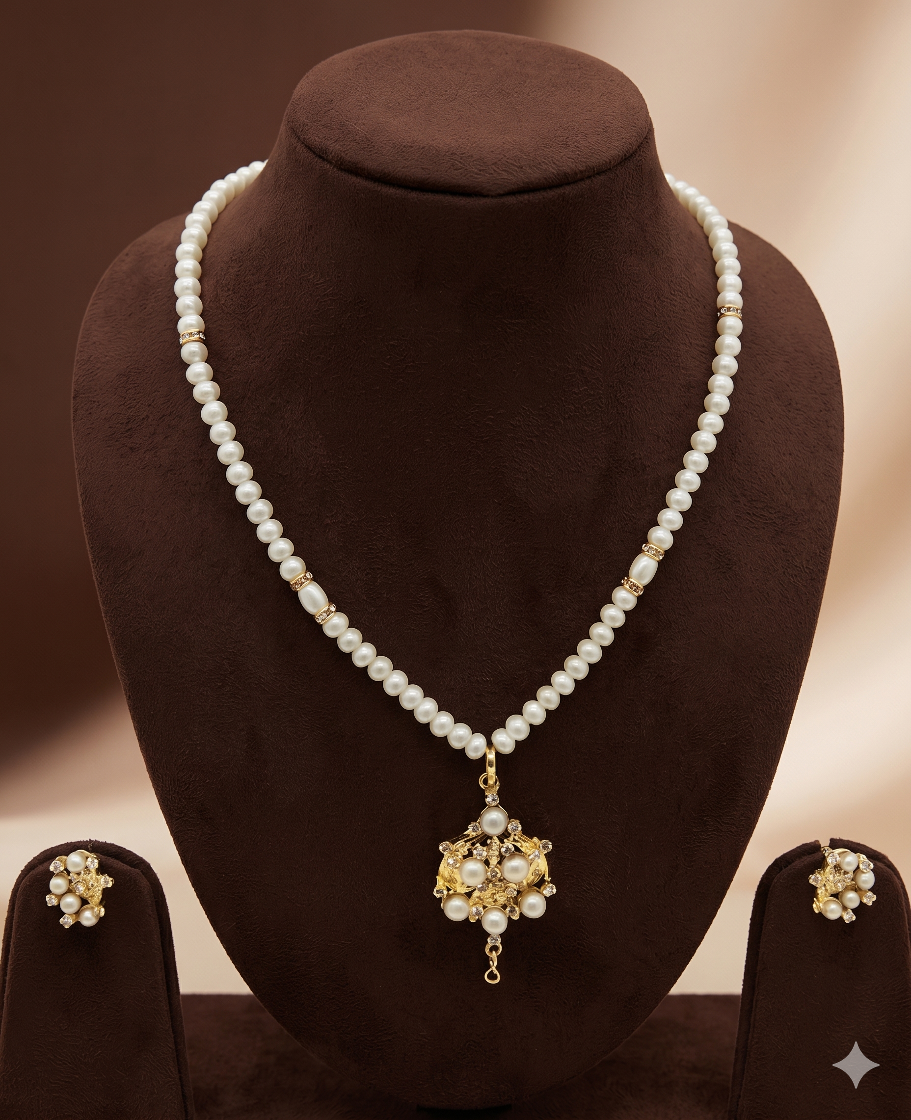 Modern Heirloom One Line Pendant Freshwater Pearl Necklace & Earrings Set