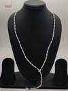 Moonfall Lariat freshwater pearl necklace with irregular white pearls and Y shape pearl drop design