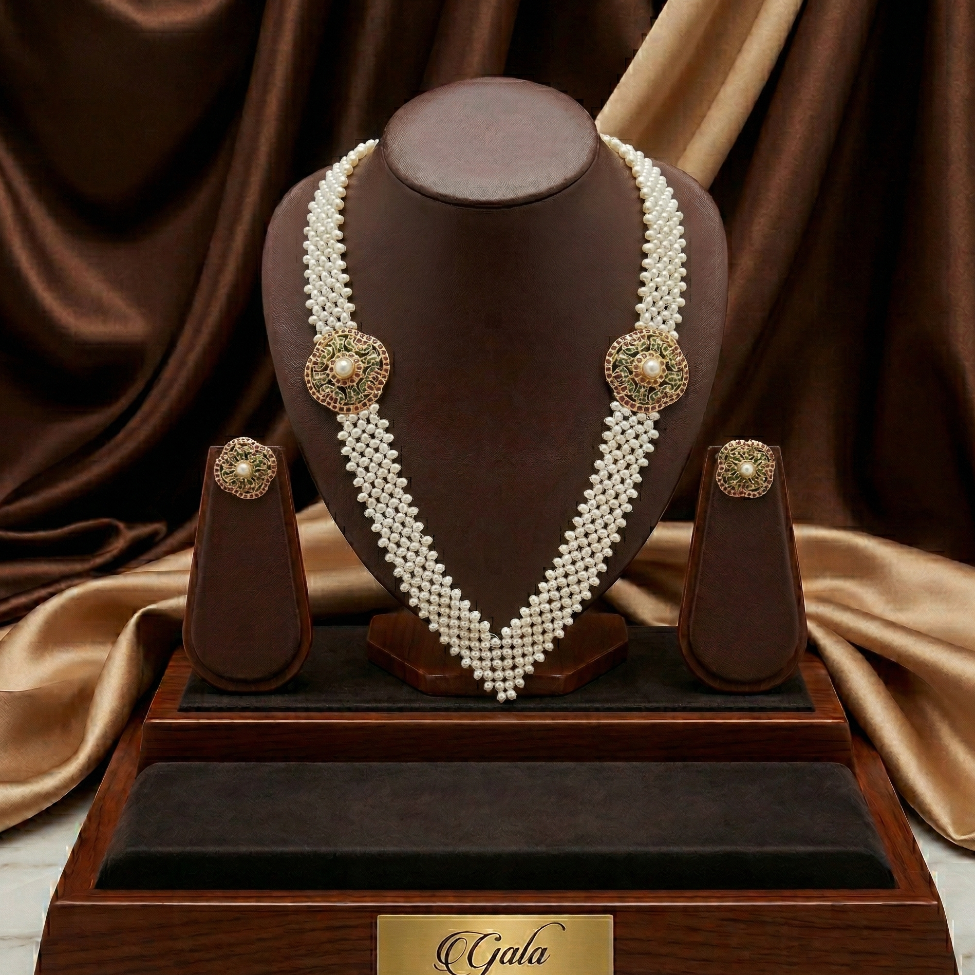 Multi-Line Freshwater Pearl V-Shape Broach Set