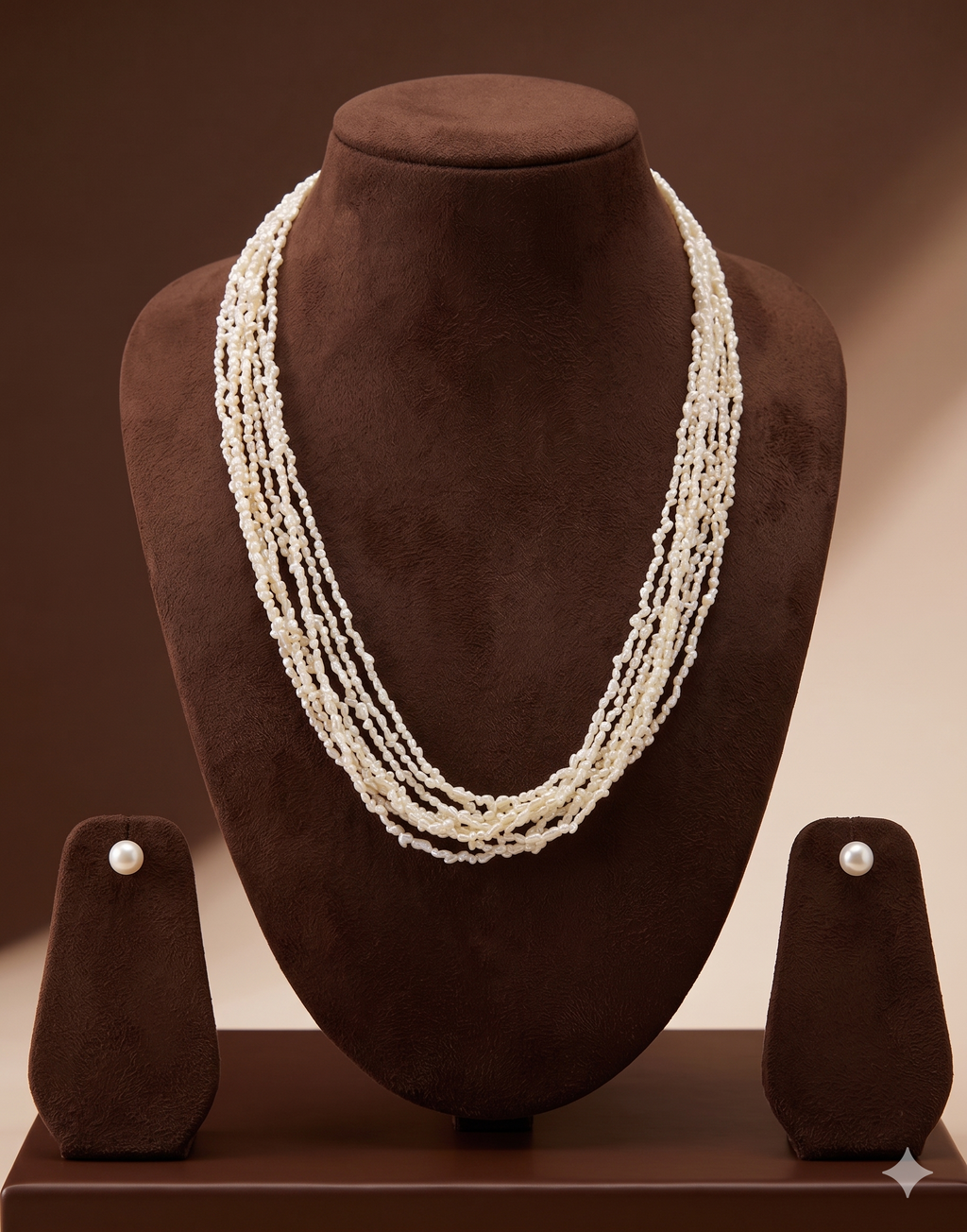 Multi-Strand Twisted Freshwater Rice Pearl Necklace Set