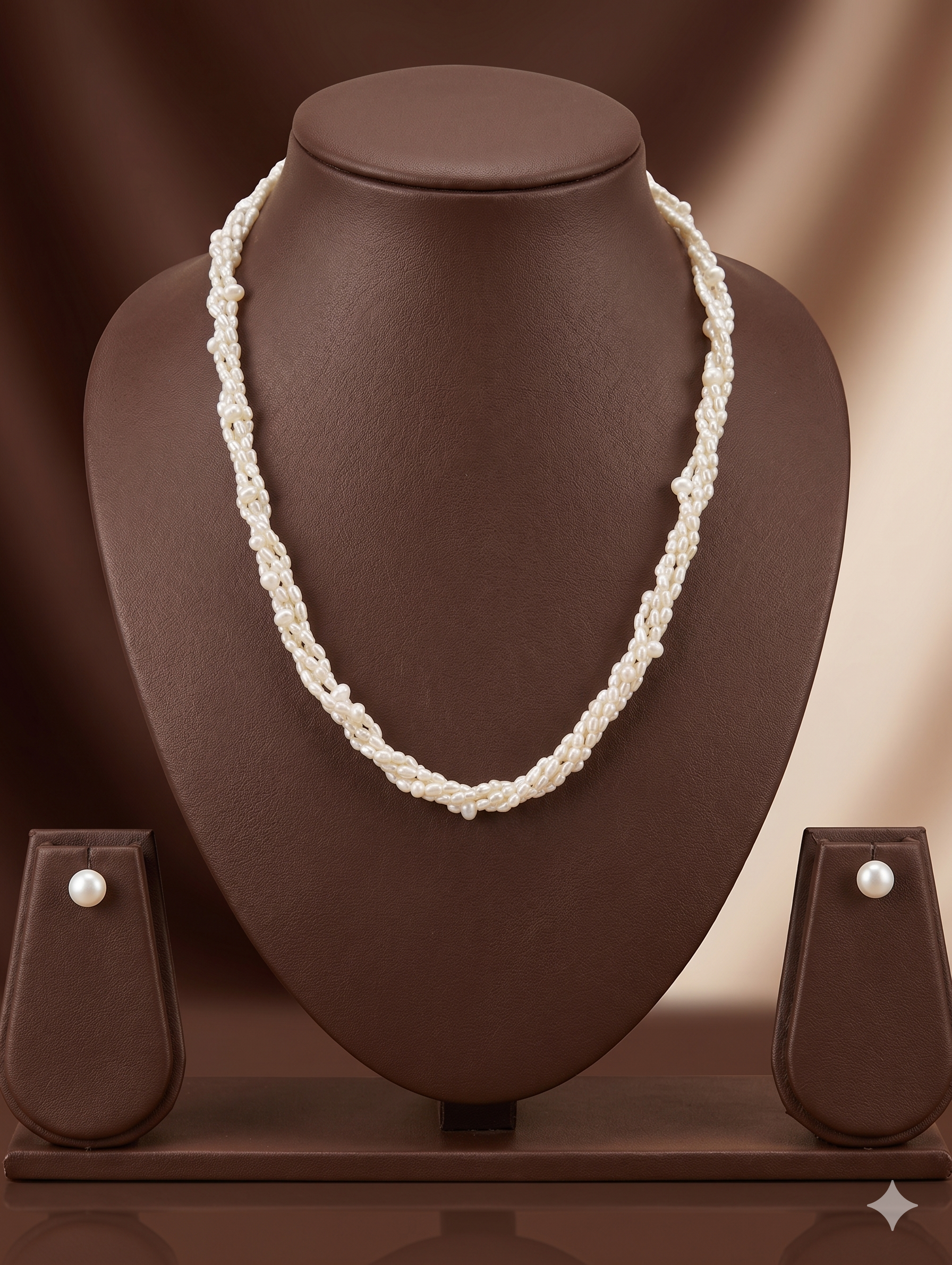 Multi Strand Freshwater Pearl Necklace & Earrings Set