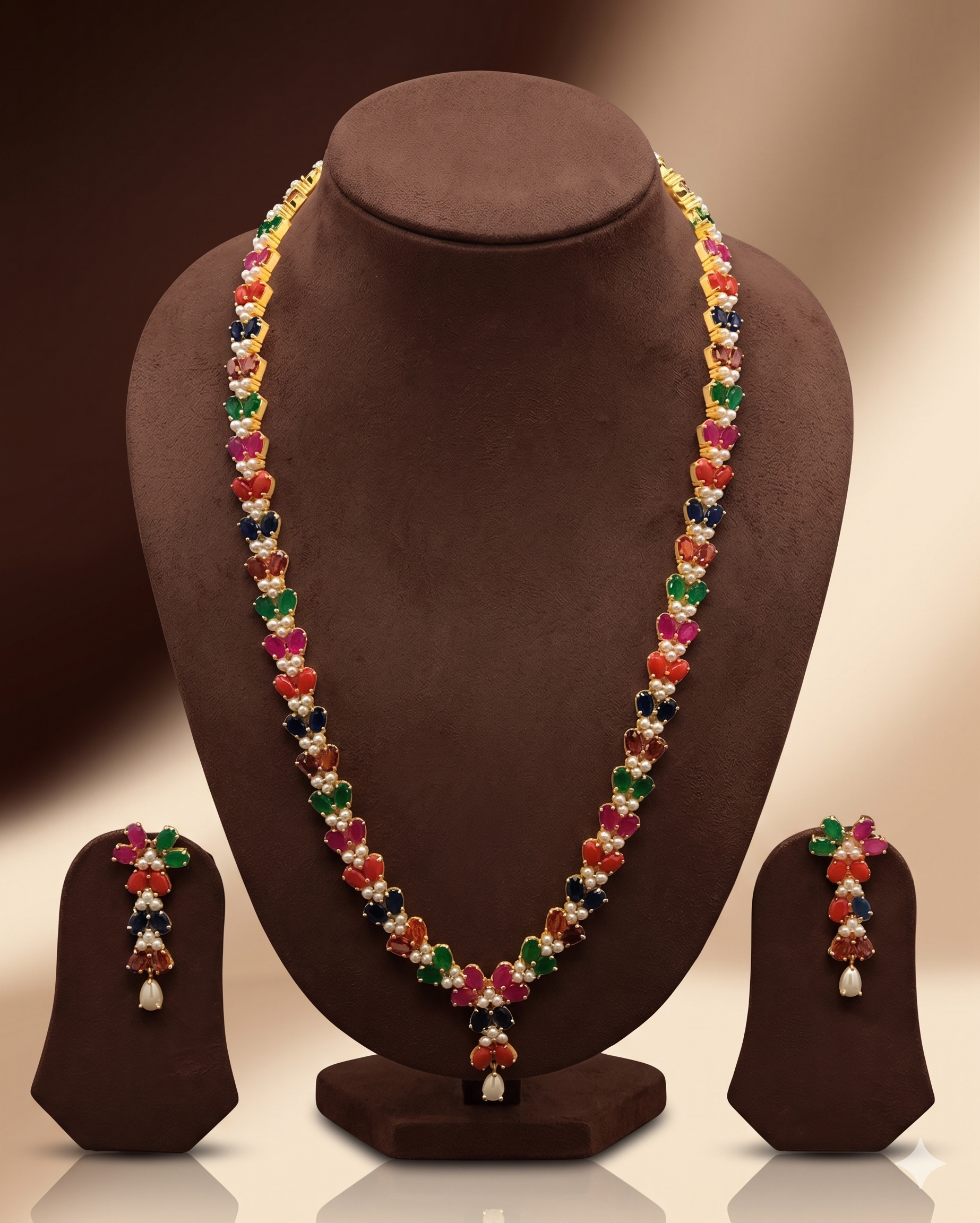 Navaratna Heritage Haaram necklace set for women