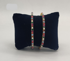 Navaratna gold tone gemstone pearl bangles with multicolour stones traditional jewellery