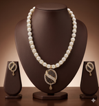 Noir Swirl Pearl  Pendent Set