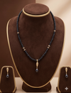 Noir Teardrop Black Pearl Drop One Line Freshwater Pearl Necklace & Earrings Set