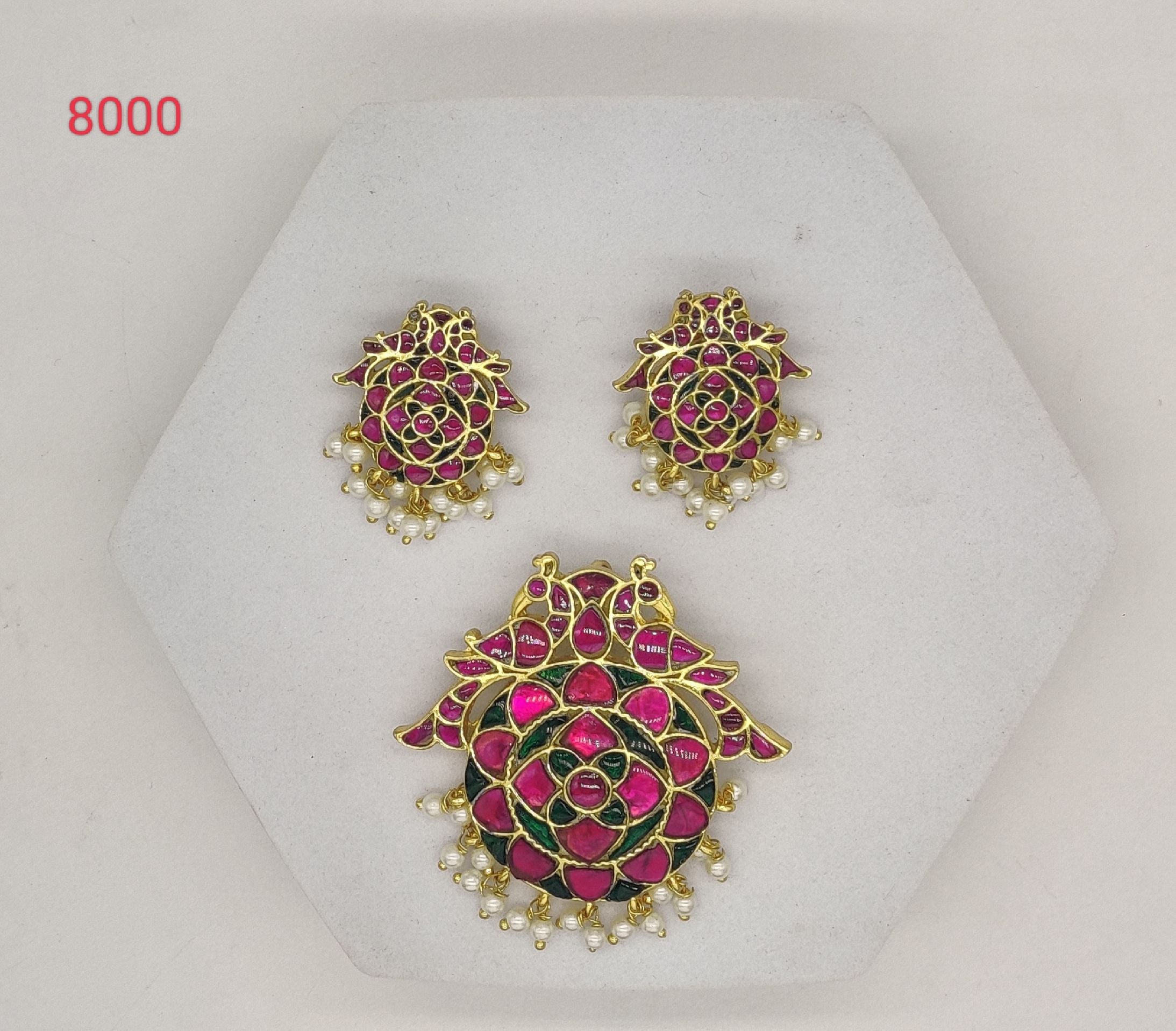 Peacock Bloom CZ Pendent Set