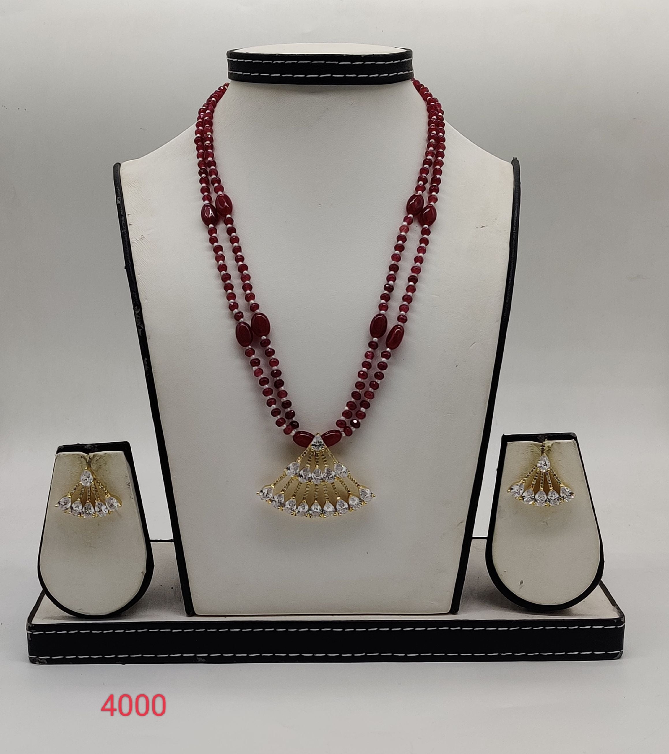 Ruby Radiance Fan  Fancy Pendent Set