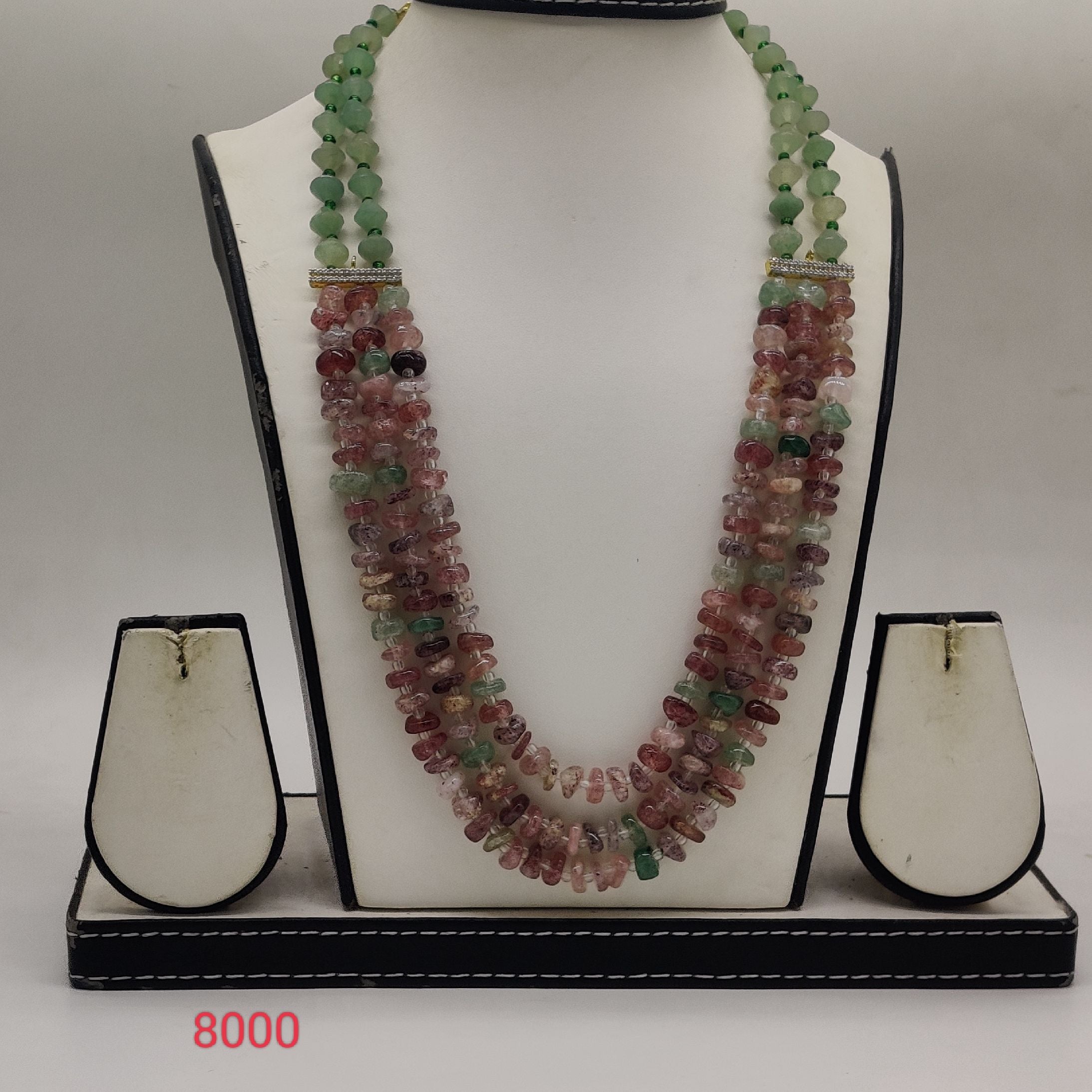 Earthy Gemstone Radiance Beaded Fancy Pendent Set