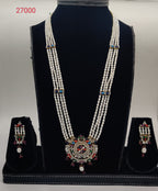 Royal Vivid Harmony four-line oval pearl pendent set with multicolour gemstone pendant and matching earrings
