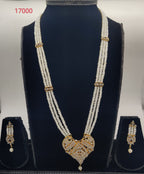 Eternal Love heart-shaped white stone pearl pendent set with matching earrings