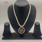 Multicolour gemstone freshwater pearl necklace and earrings set for women