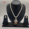 pearl necklace with pendant and matching earrings set