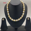 Golden Harmony freshwater pearls pendant set with gold-toned beads and floral earrings for women