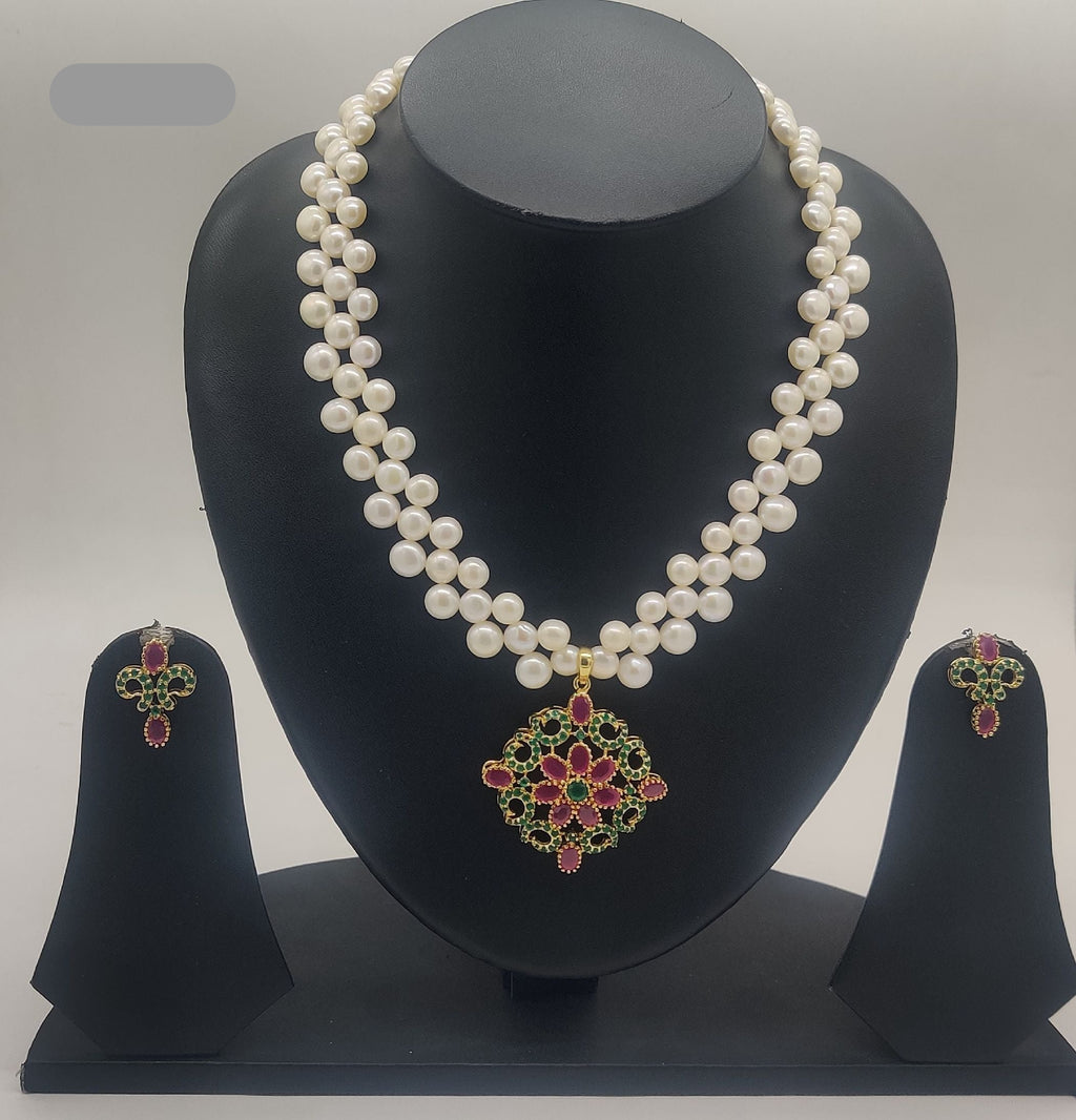 Royal Garden Gem Pearl  Pendent Set
