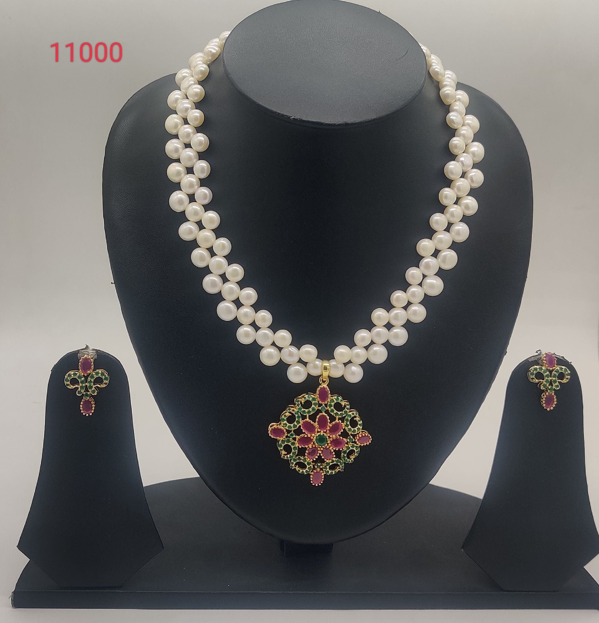 Royal Garden Gem Pearl  Pendent Set
