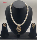 swirl freshwater pearls pendant set with matching earrings for women