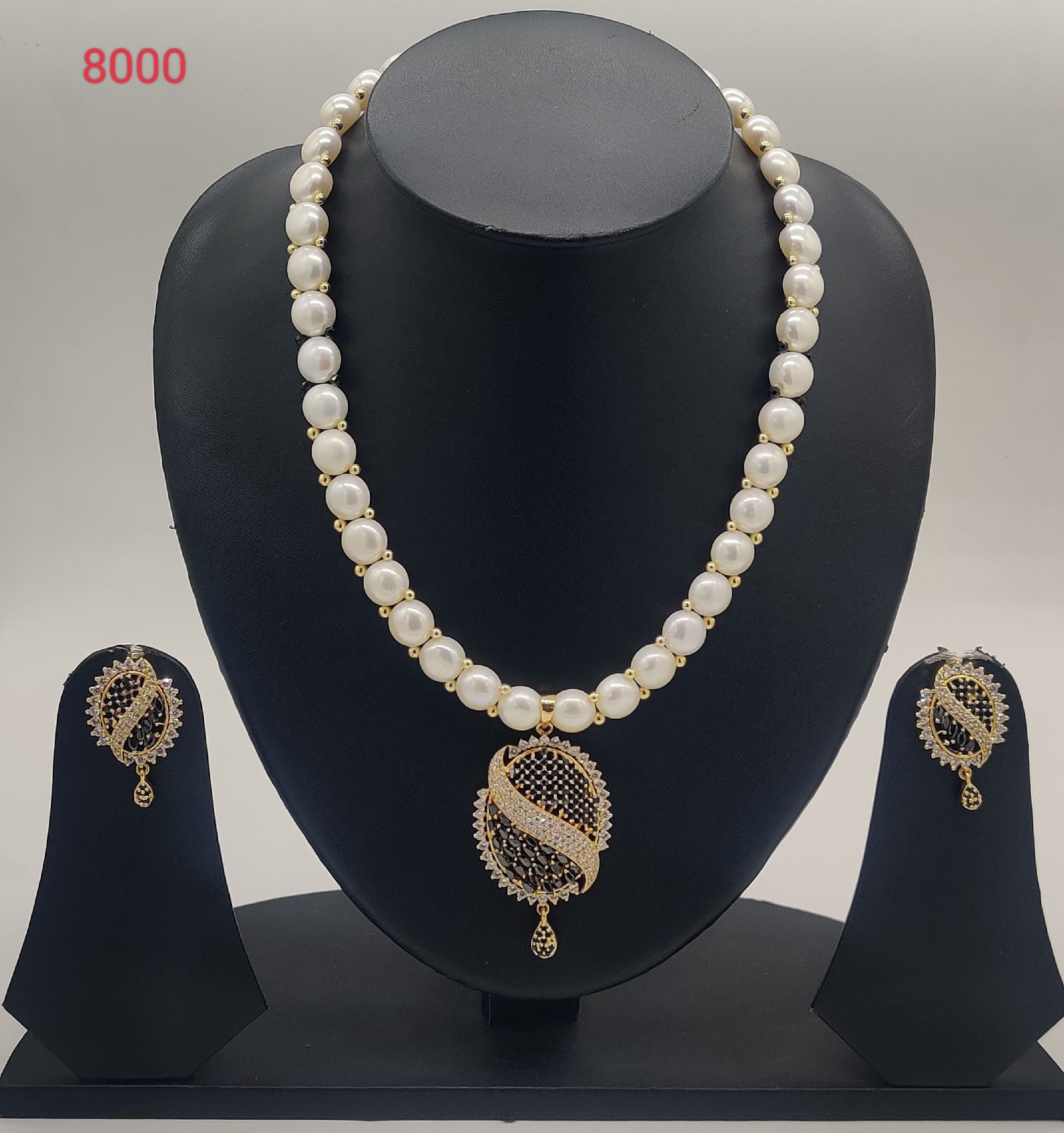 swirl freshwater pearls pendant set with matching earrings for women