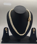 Two-Strand Freshwater Pearl Necklace with Gold-Toned Drop Earrings Set