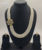 Multi-Strand Freshwater Pearl Broach Set with Floral Side Motif & Matching Earrings