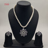 vViolet Shine freshwater pearls pendant set with silver-toned floral pendant and matching earrings for women