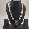 two-line oval white freshwater pearl pendent set