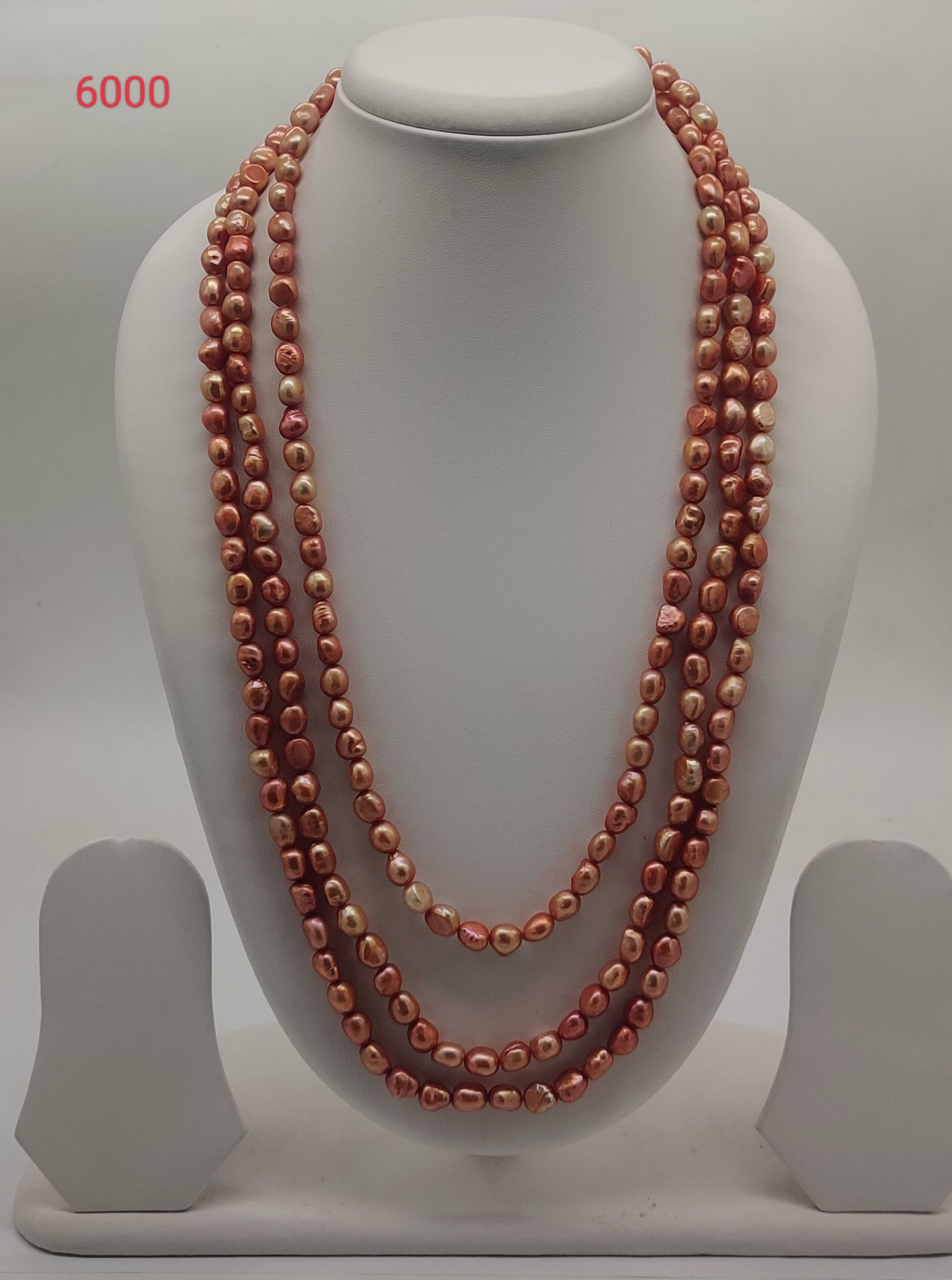 Layered Reddish Pink Freshwater Pearl Necklace