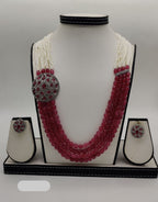 Ruby Royale Silver Fancy Pendent Set