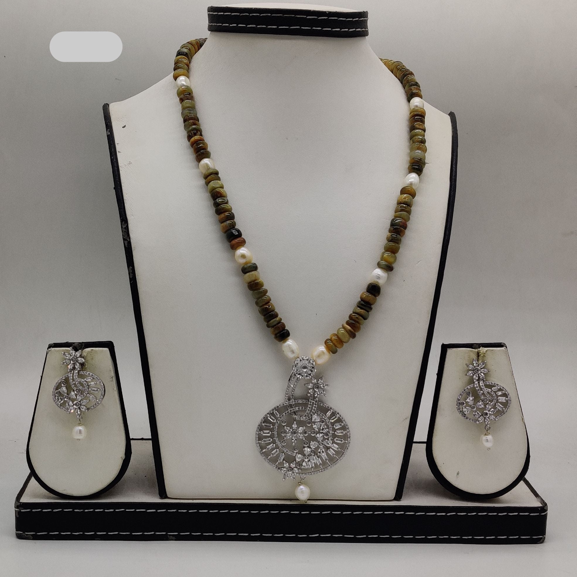 Earthstone Rustic Pearl Fancy Pendent Set