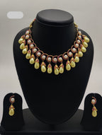 Pearl and Red CZ Stones Necklace Set