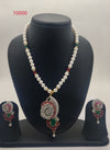 Peacock Gem genuine freshwater pearl necklace and earrings set with multicolor peacock pendant for women