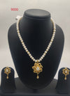 Golden Bloom genuine freshwater pearl necklace and earrings set with floral pendant and pearl drop for women