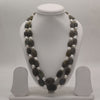 Twilight Bloom Carved Bead & Pearl Stone Necklace
