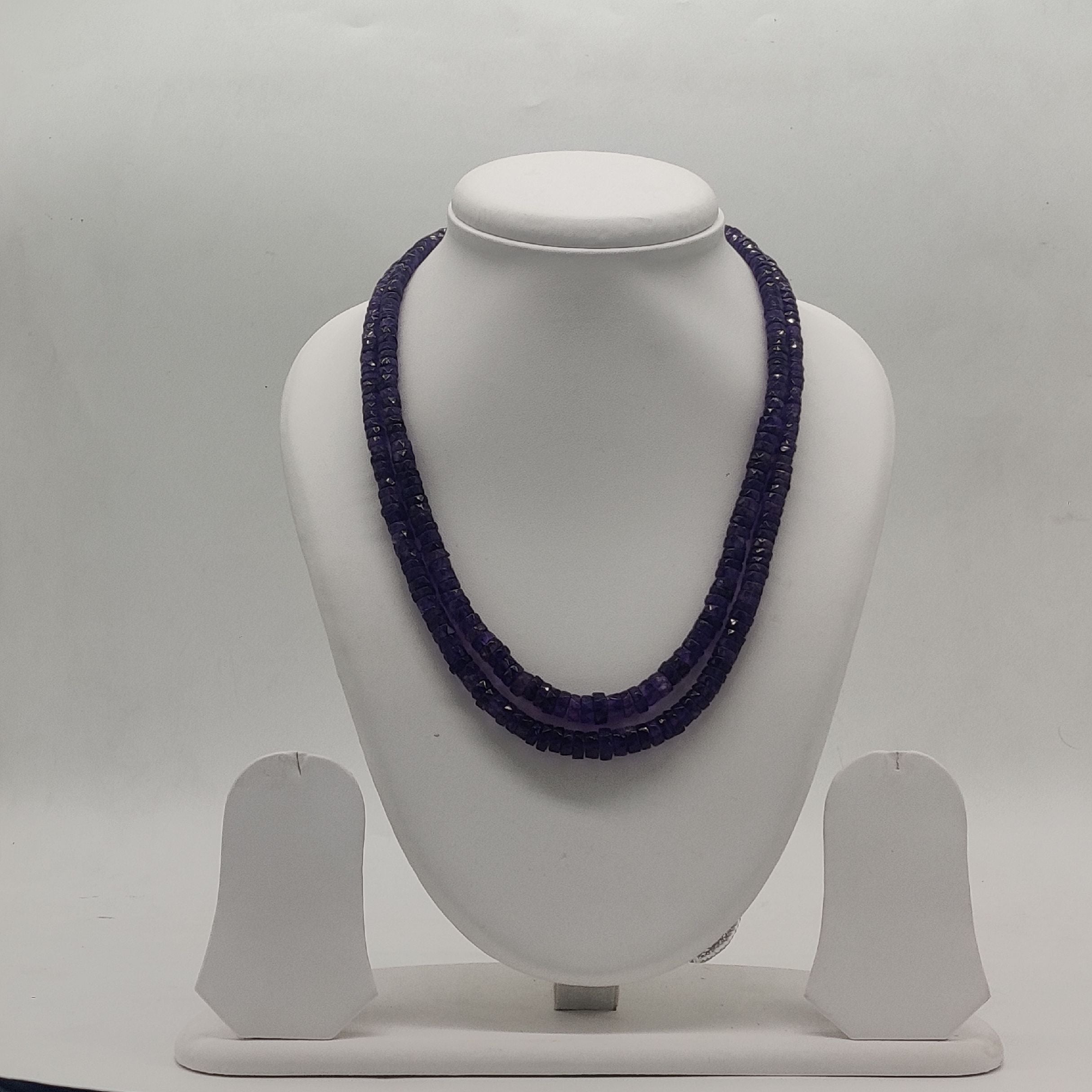 Royal Gleam Amethyst Tyre Bead Stone Necklace