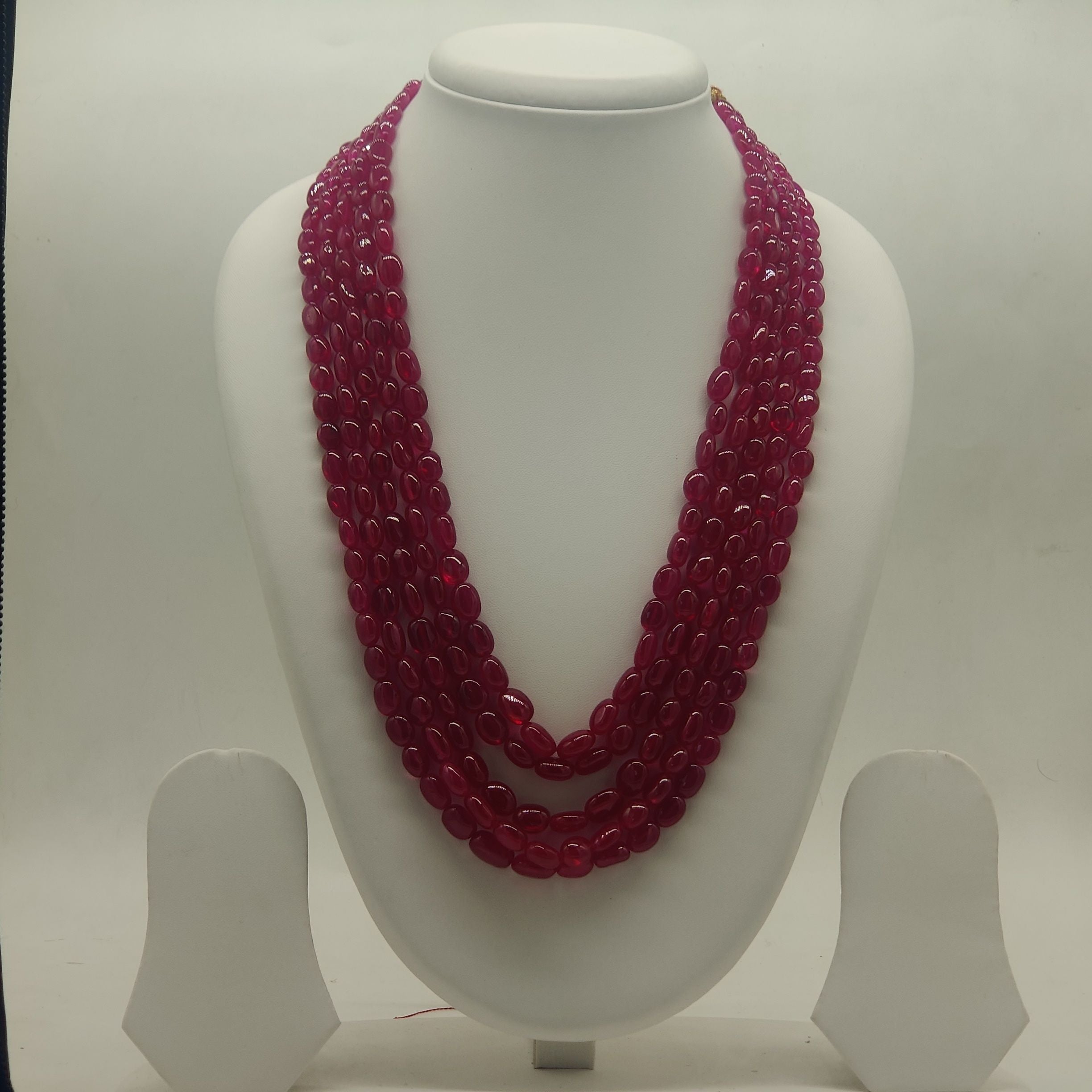 Crimson Cascade Ruby Beaded Stone Necklace