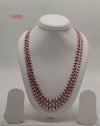 Ruby Pearl Elegance � Red & White Multi-Strand Stone Necklace