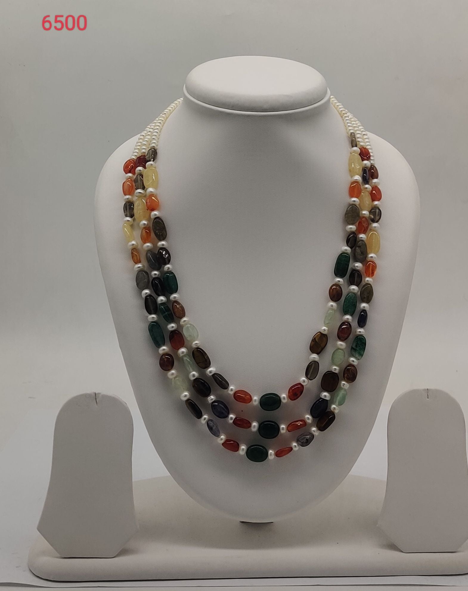 Jewel Garden � Multicolor Gemstone & Pearl Layered Stone Necklace