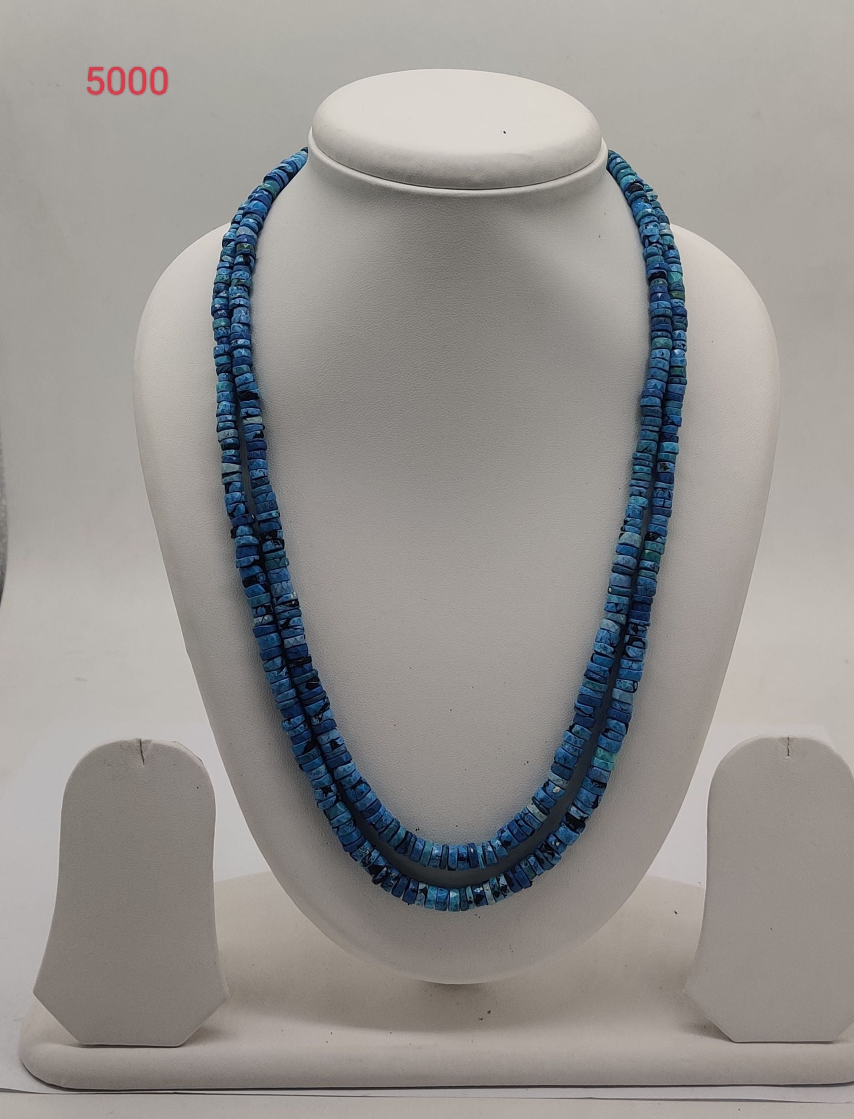 Azure Layers � Flat Blue Disc Beaded Stone Necklace