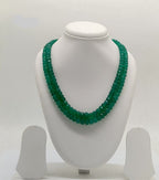 Verdant Elegance � Dual-Strand Green Beaded Stone Necklace