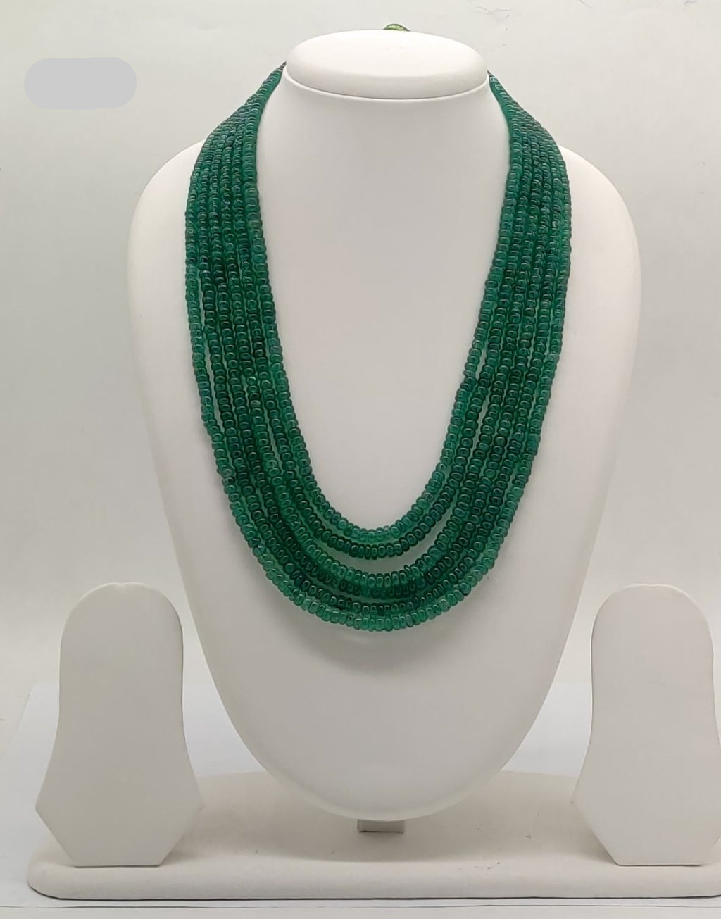 Cascade Canopy � Multi-Layered Uniform Green Bead Stone Necklace