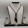 Crimson Tassel Beaded Pearl Fancy Pendent Set