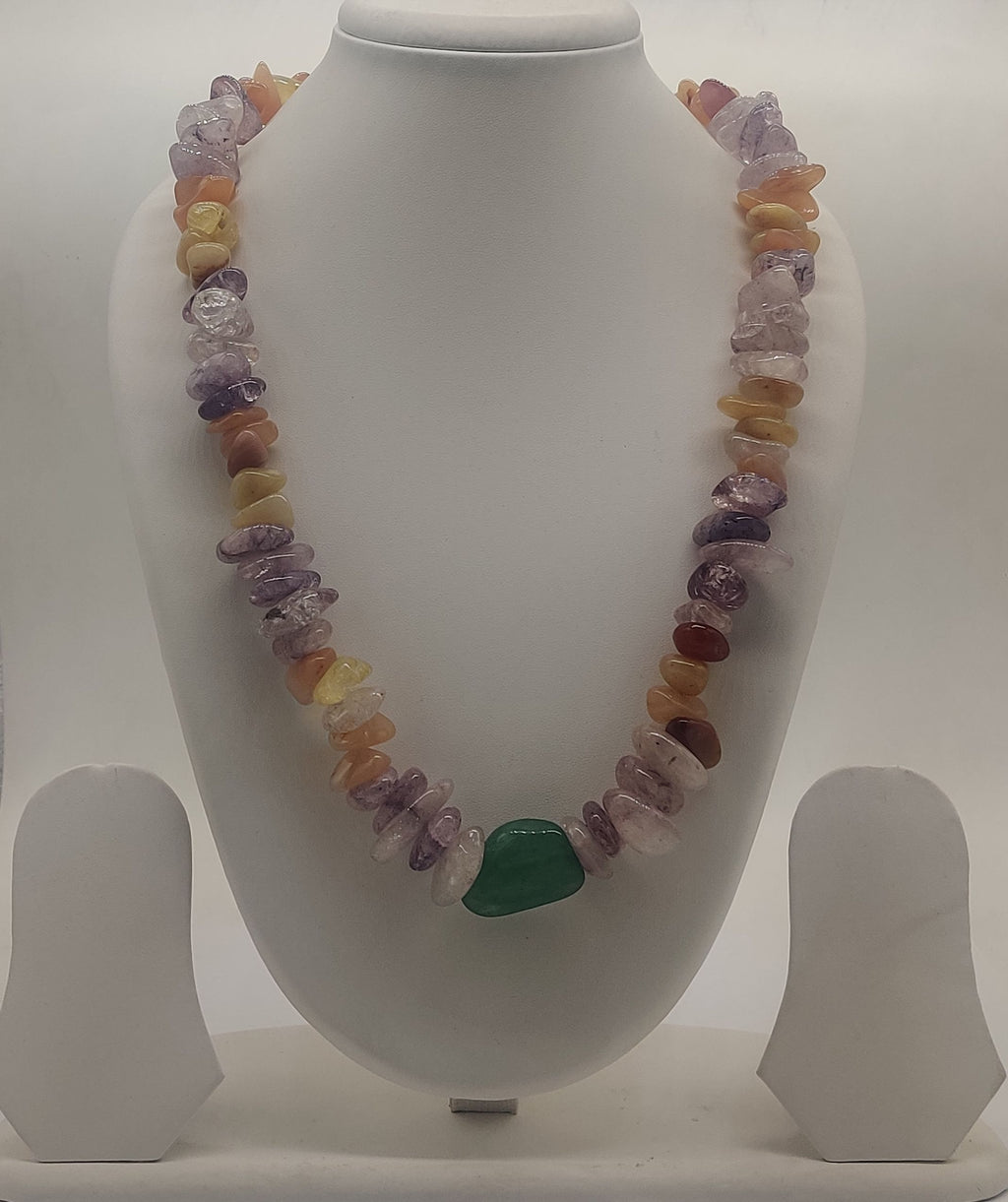 Desert Bloom � Multicolor Gemstone Chip Necklace with Green Accent
