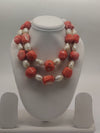 Ocean Ember � Coral & Pearl Double-Strand Necklace