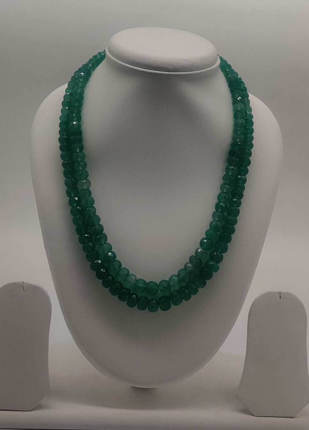Emerald Echo � Double-Strand Faceted Green Bead Necklace